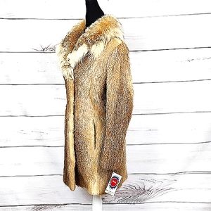Custom Vintage 1960 1970 Women's S/M Beaver Fur Fox Collar Coat Jacket EUC